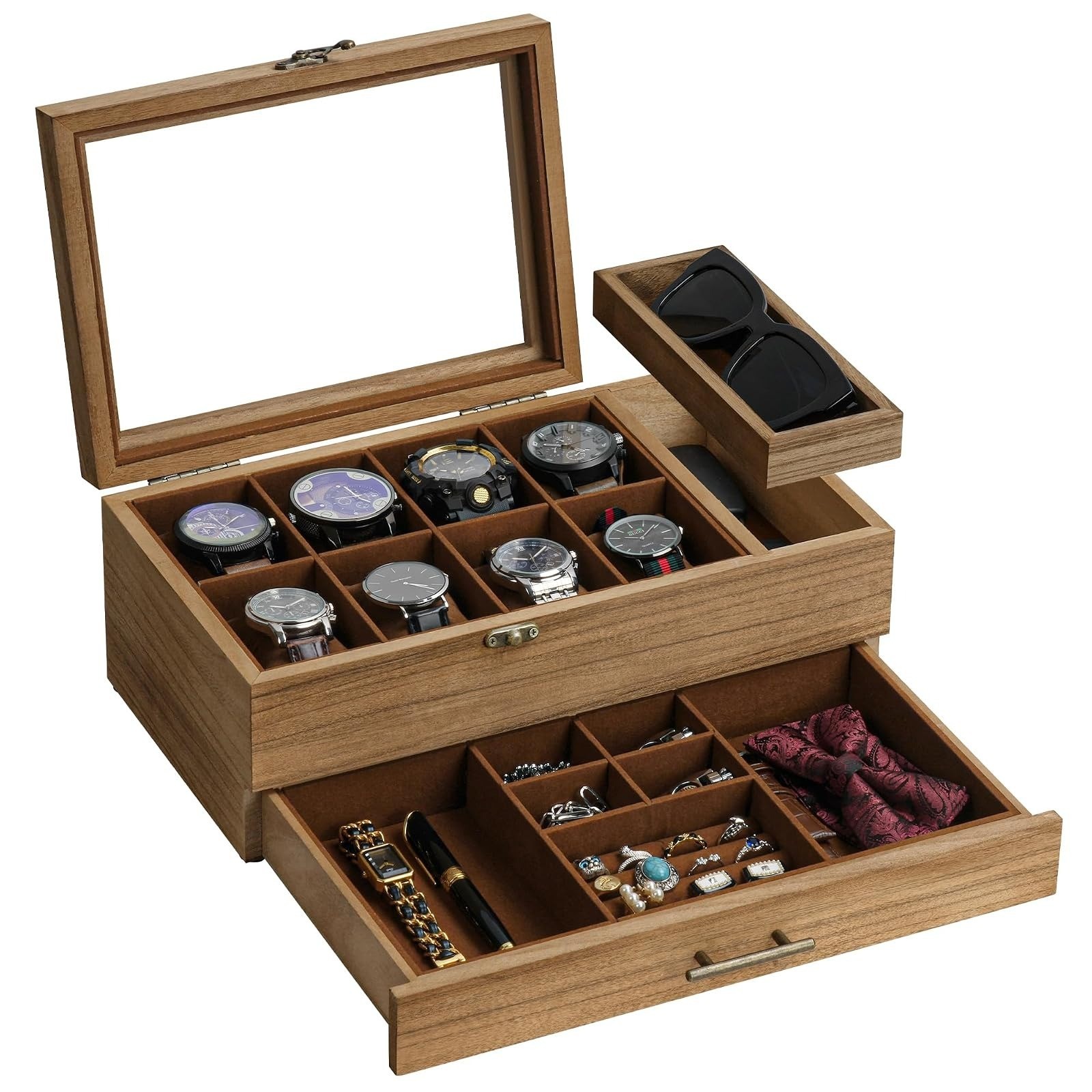 GALHUBIS Watch Box for Large Dial Watches, 10 Slots, Jewelry Organizer