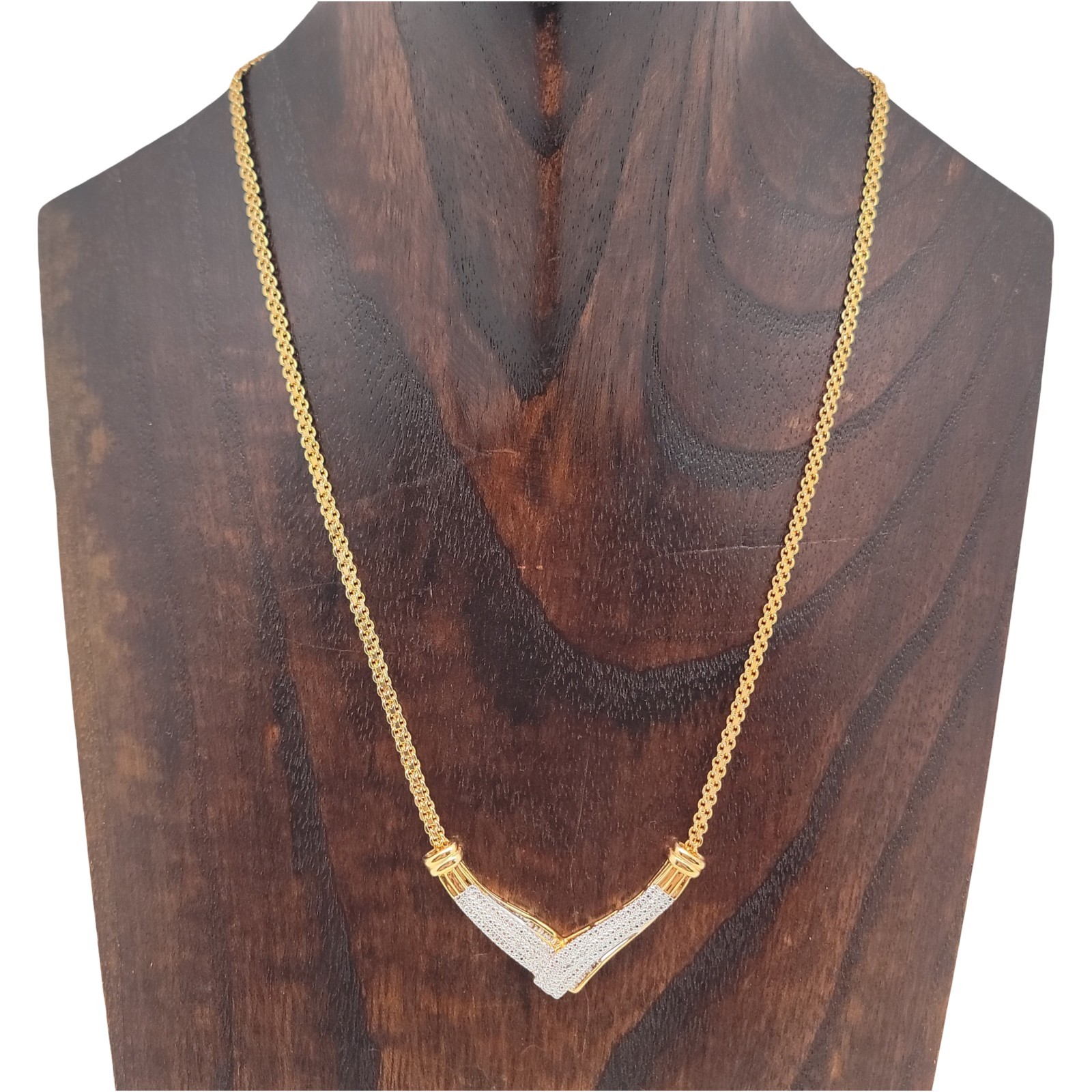 BR Sun Baguette Diamond GP V-Shaped Chevron Necklace