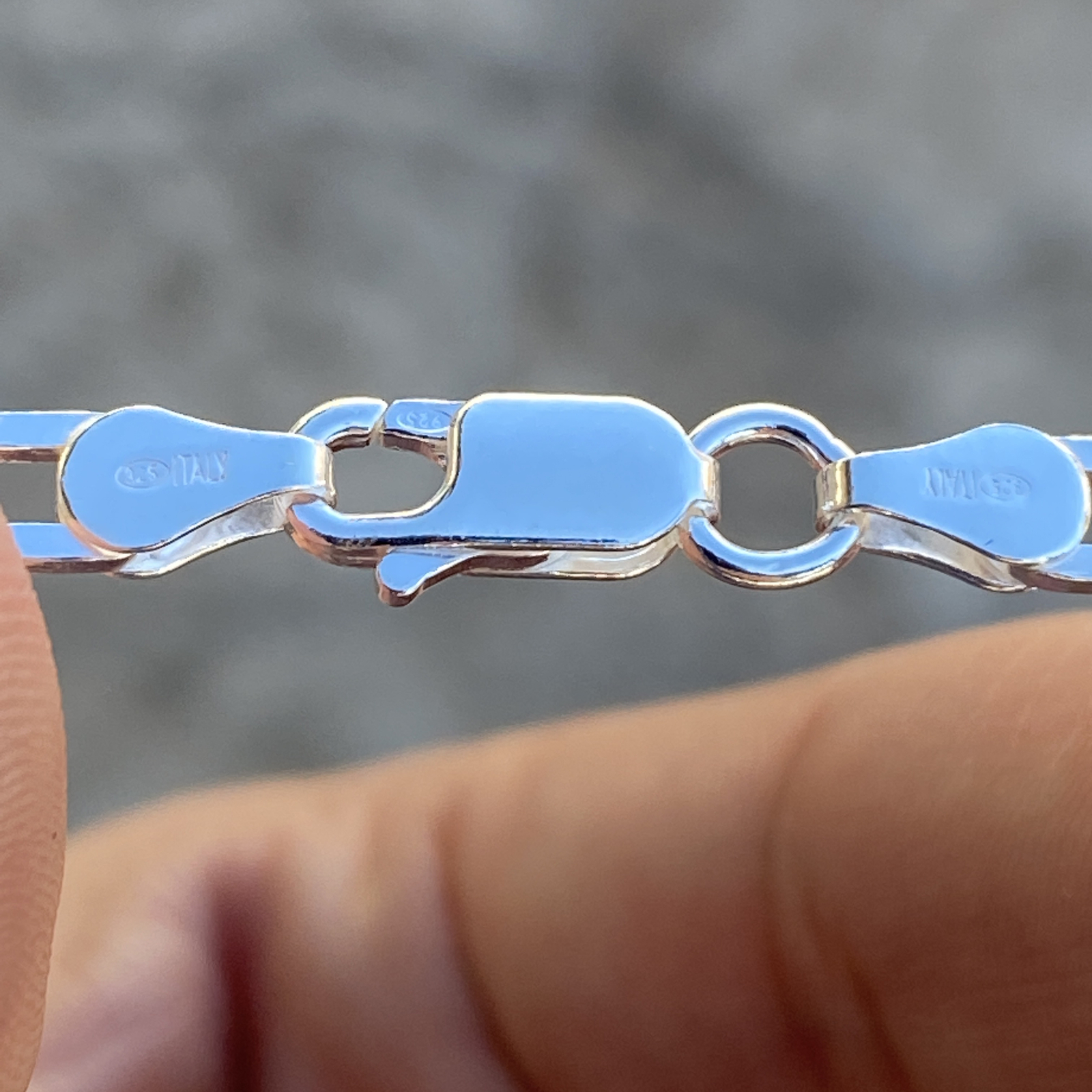Real 925 Silver Paper Clip Rolo Paperclip Chain Bracelet Italy 4MM 6.5-7.5″ inch
