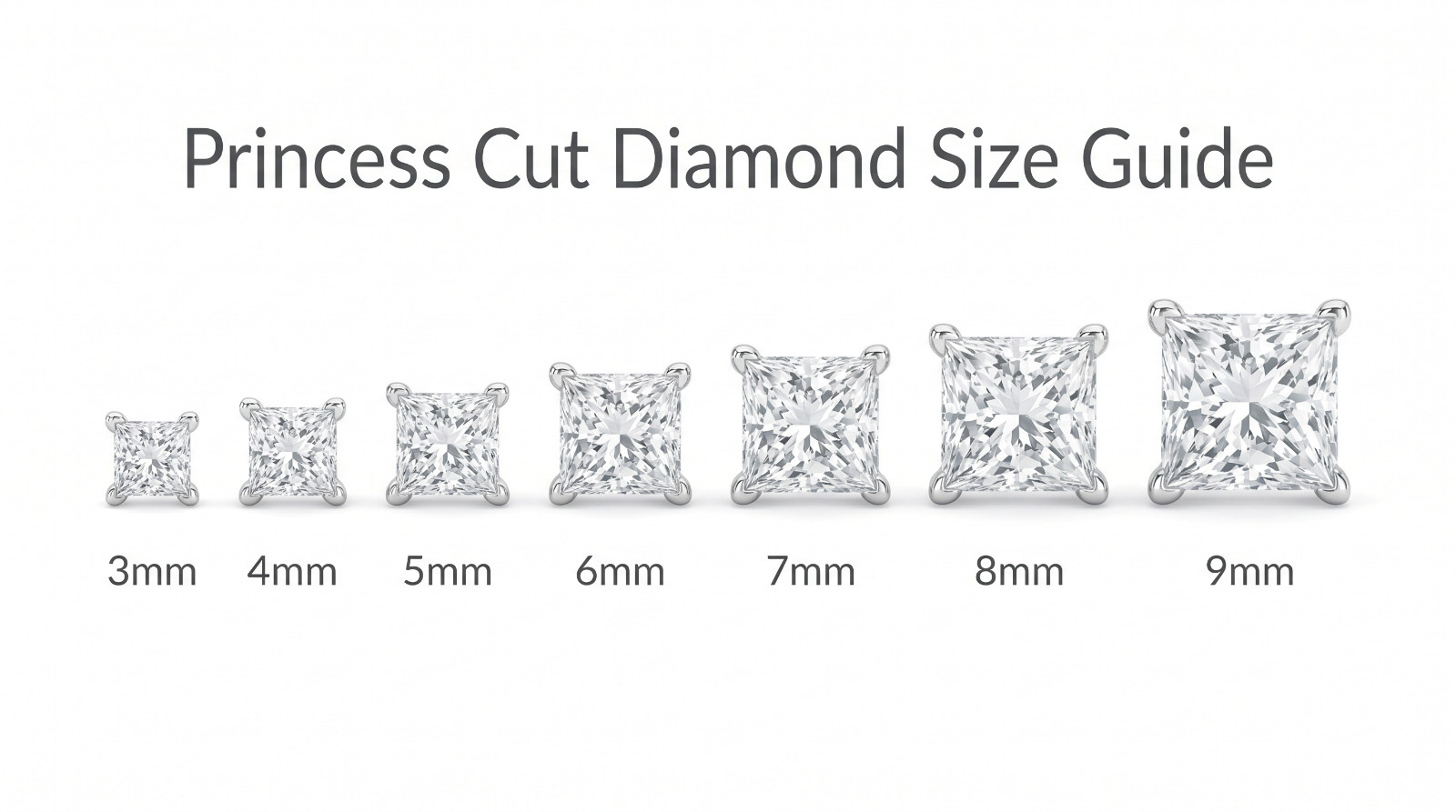 14K Solid Gold Square Princess Cut Cubic Zirconia Basket Push Back Stud Earrings