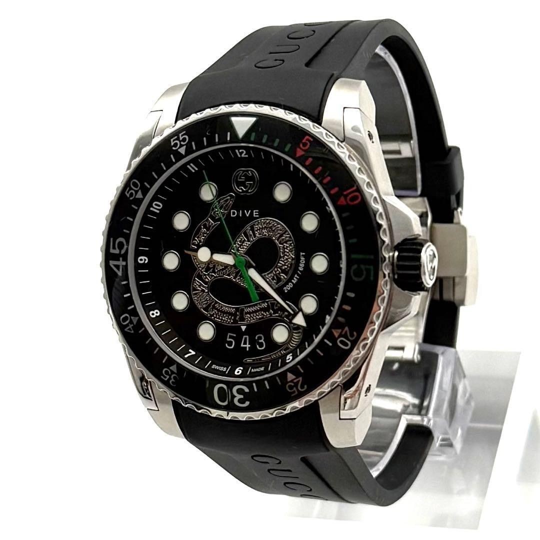 [B1P] GUCCI Dive Quartz Watch Black Dial Stainless Steel [z5m]