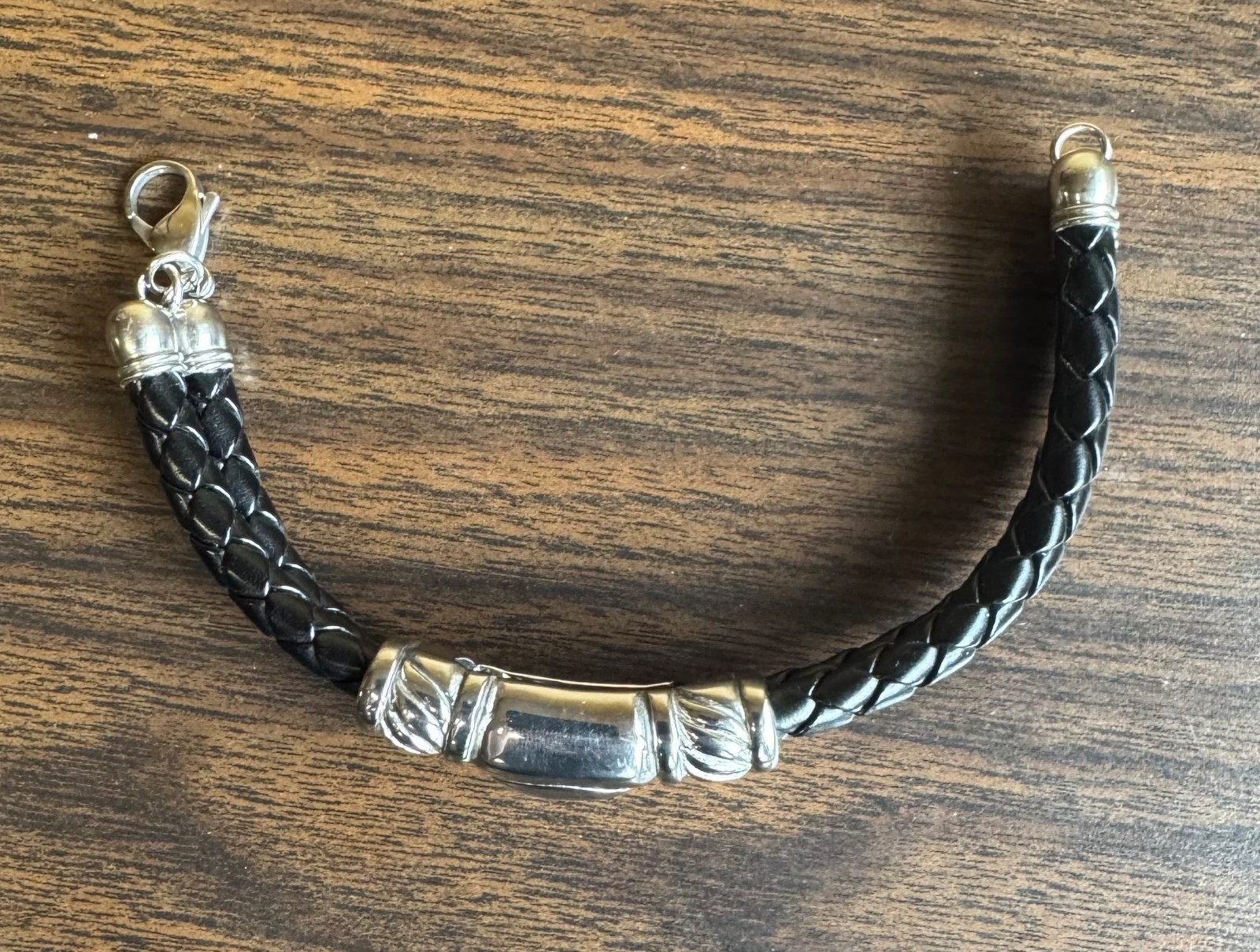 Bracelet Men Leather and Silver