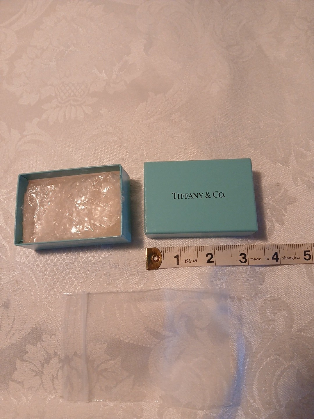 Empty Small Tiffany & Co Jewelry Gift Box, Teal Color, 3″ X 2″ X 1″