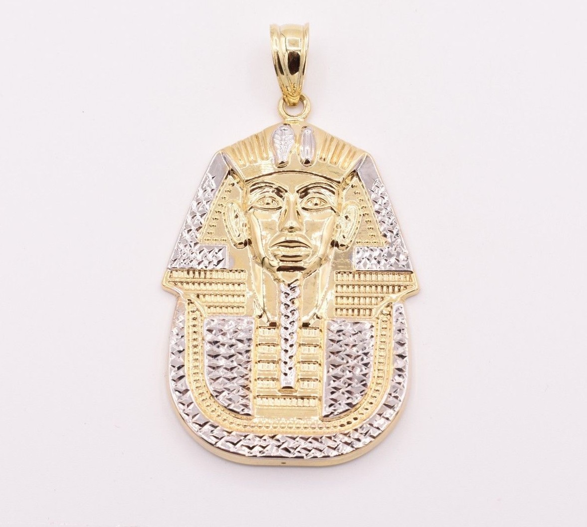 2.5″ Pharaoh Egyptian King Diamond Cut Pendant Real 10K Yellow White Gold