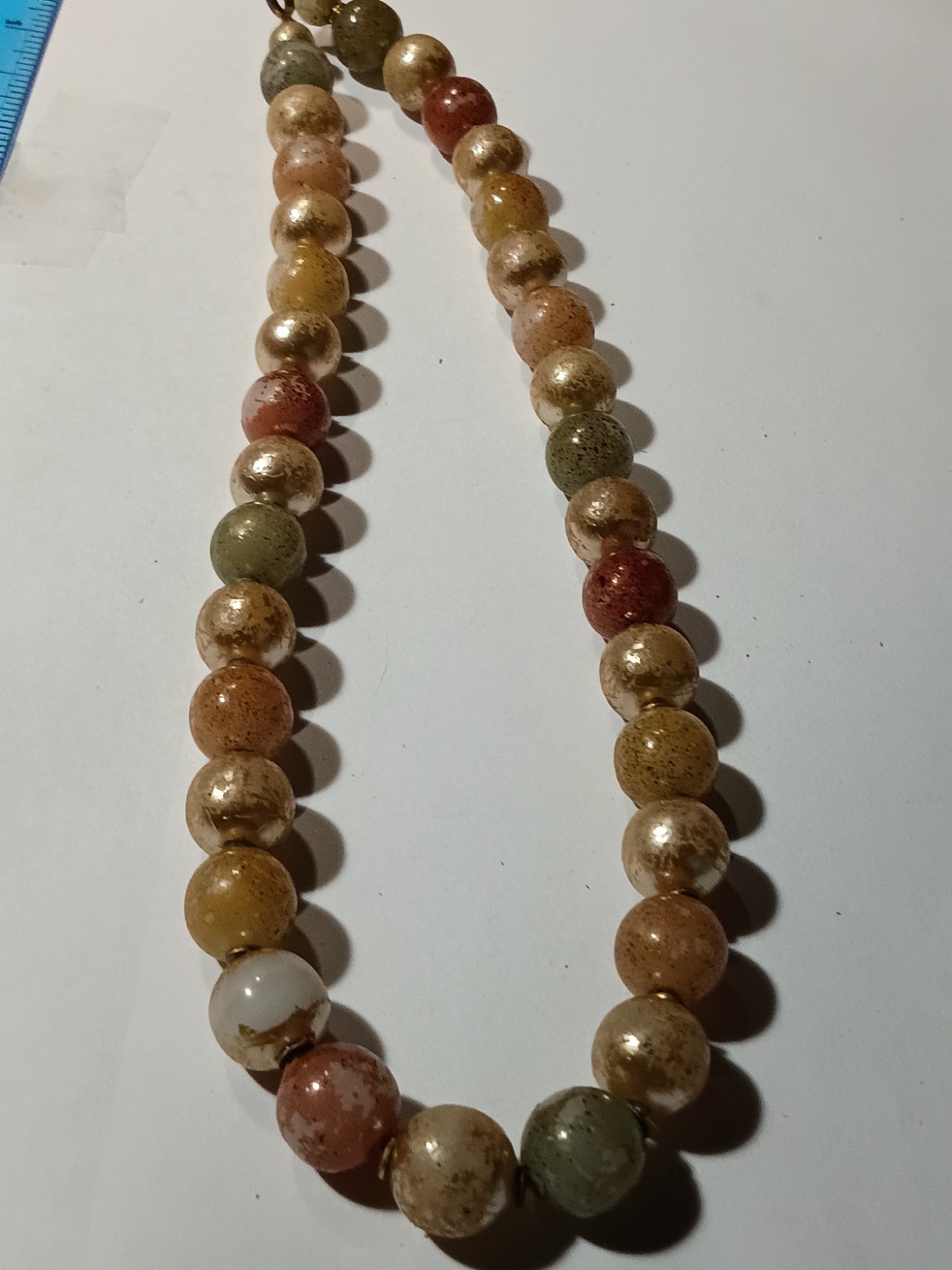 Multicolor Stone Round Beaded Necklace Ball/Bead Chain Clasp Closure
