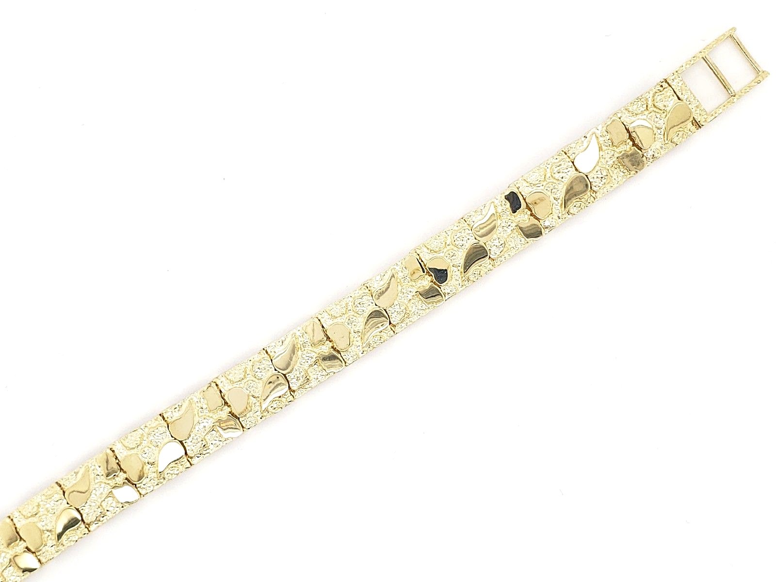 14k Yellow Gold Nugget Bracelet Adjustable 8.5″-9″ 9.5mm 28.5 grams