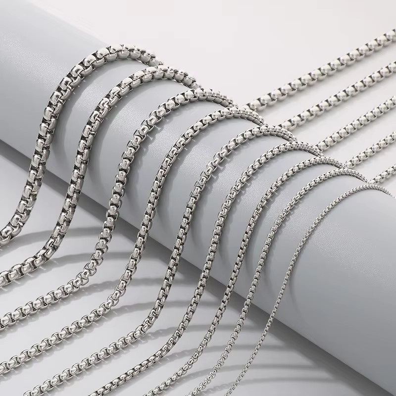 Stainless Steel Chain Necklace 16-36″ Link Box Rope Silver 2/3/4/5/6/7mm