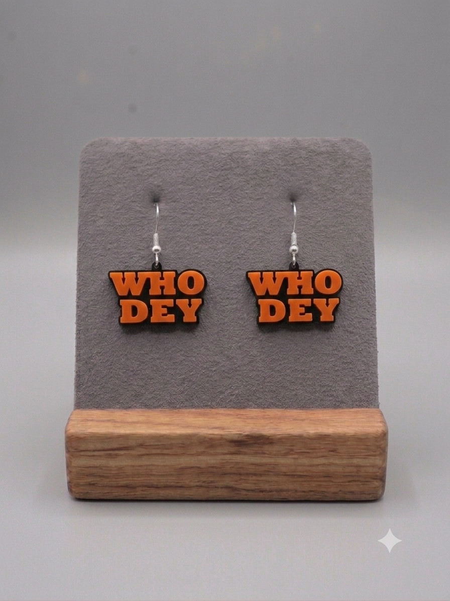 Who Dey Dangle Earring in Orange & Black