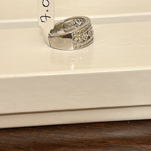Size 7 Half Eternity Band Diamond CZ Silver Tone No Mark