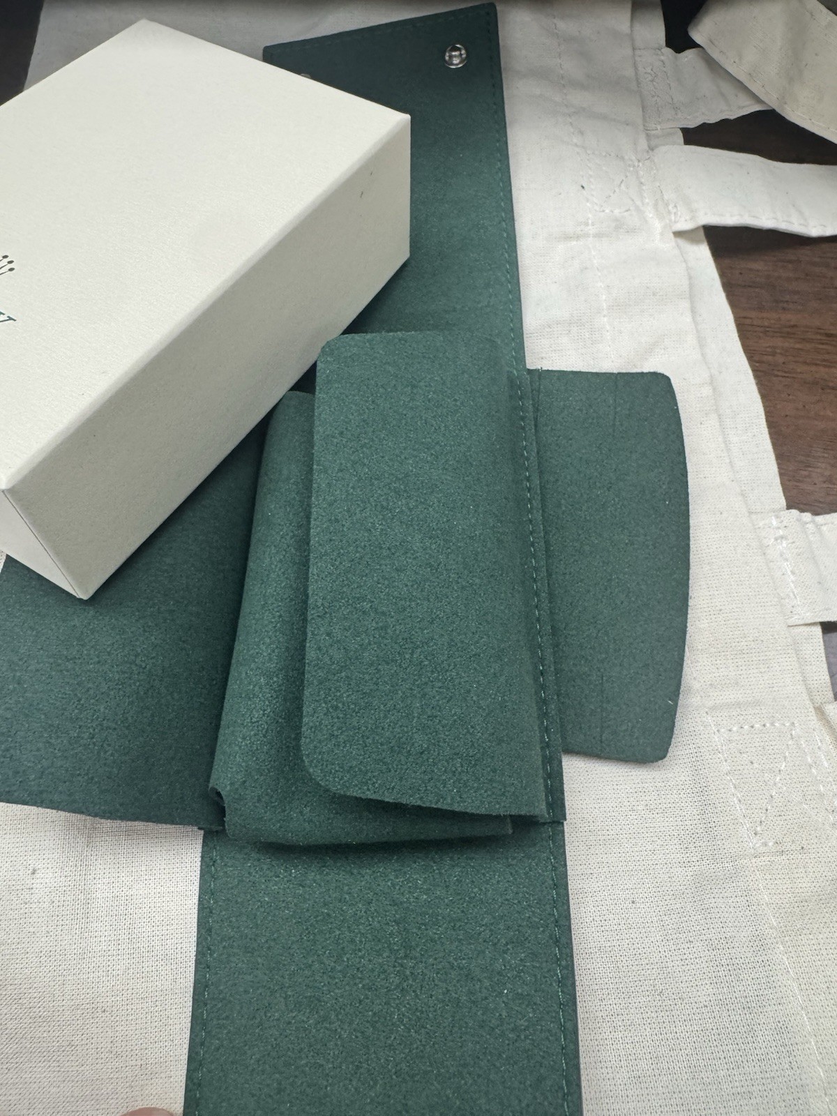Rolex Service Center Green Leather Watch Travel Pouch Case New Box