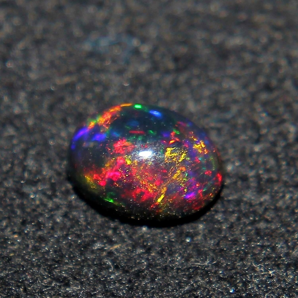 Natural Loose Gemstone Ethiopian Multi Fire Black Opal Oval Cabochon 7×5 mm AAA