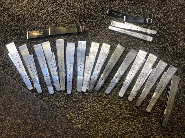Lot of New 20 Women’s silver genuine leather watch bands made in USA 2 sizes
