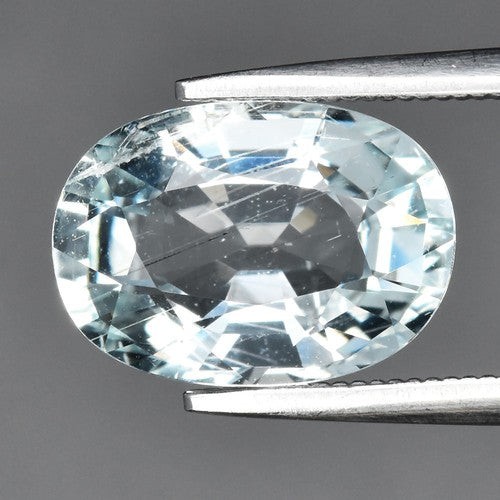 2.79ct ETW Earth-Mined Very Light Greenish Blue Aquamarine – Oval Cut, Unheated