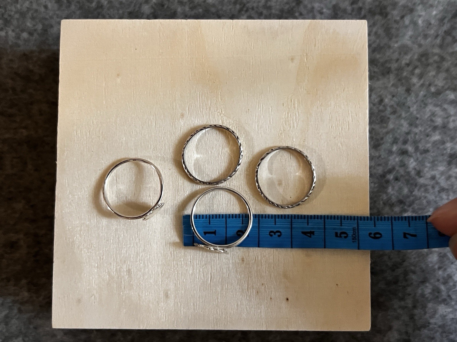 925 Sliver Ring Set 4 Pieces_US Size 7 ( Diameter 1.7 cm)