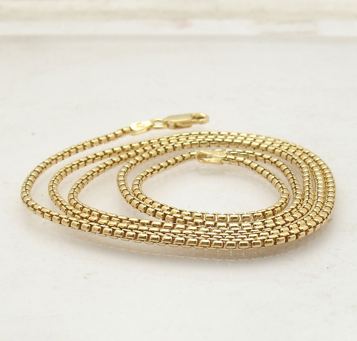 24″ 2″ Italian Round Box Chain Necklace 14K Yellow Gold Clad Silver 925