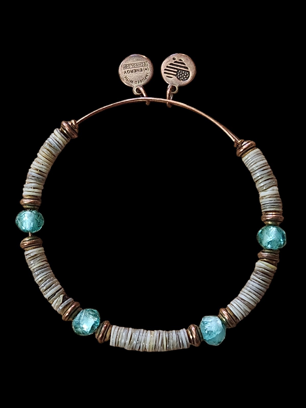 Alex And Ani Horizon Tide Glass Beaded Bangle Bracelet