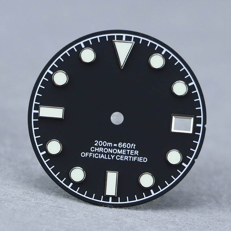 28.5mm dial matt black retro Tudor NH35 dial modified universal SKX007 BGW9 lume