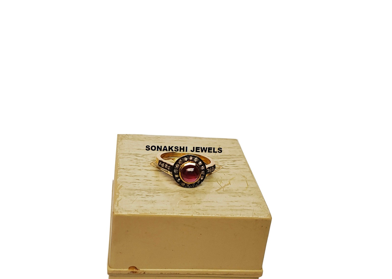 Vintage Ruby Diamond Ring: 925 Sterling Silver Handmade Design Ring