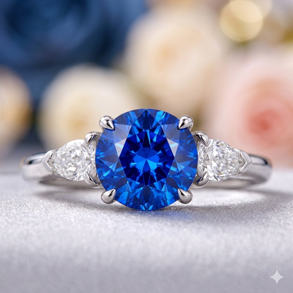 2.90 Ct Natural Sapphire And Diamond Wedding Bridal Ring 14K White Gold Size 5