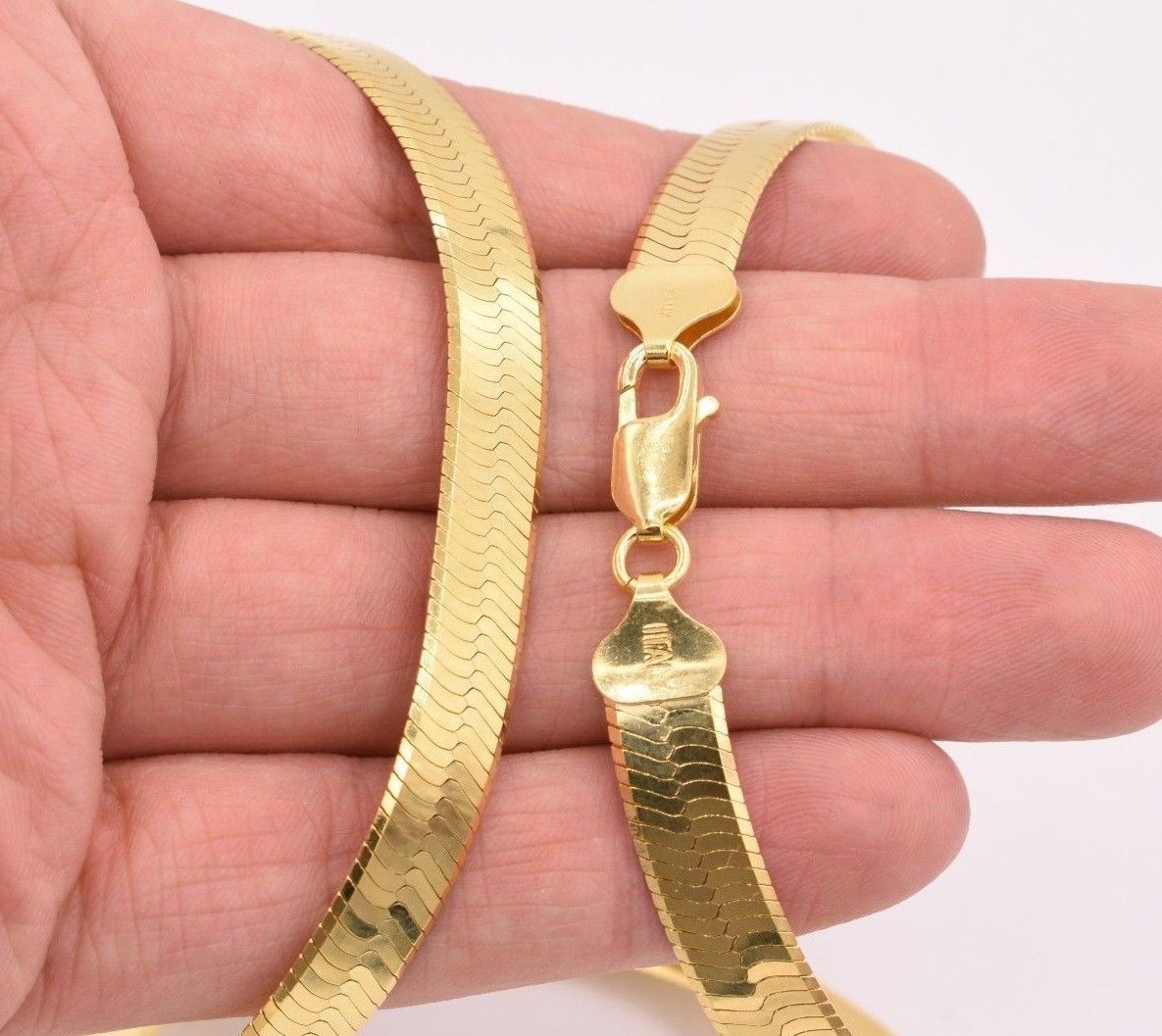 9mm Flexible Herringbone Chain Necklace 14K Yellow Gold-Plated Sterling Silver
