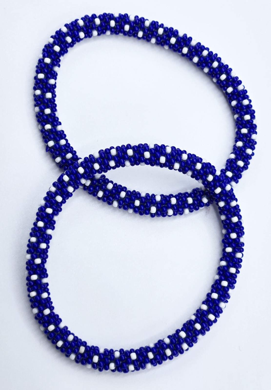 Set of 2 Handmade Nepal Glass Seed-Bead Crochet Boho Chic Roll-On Bracelet