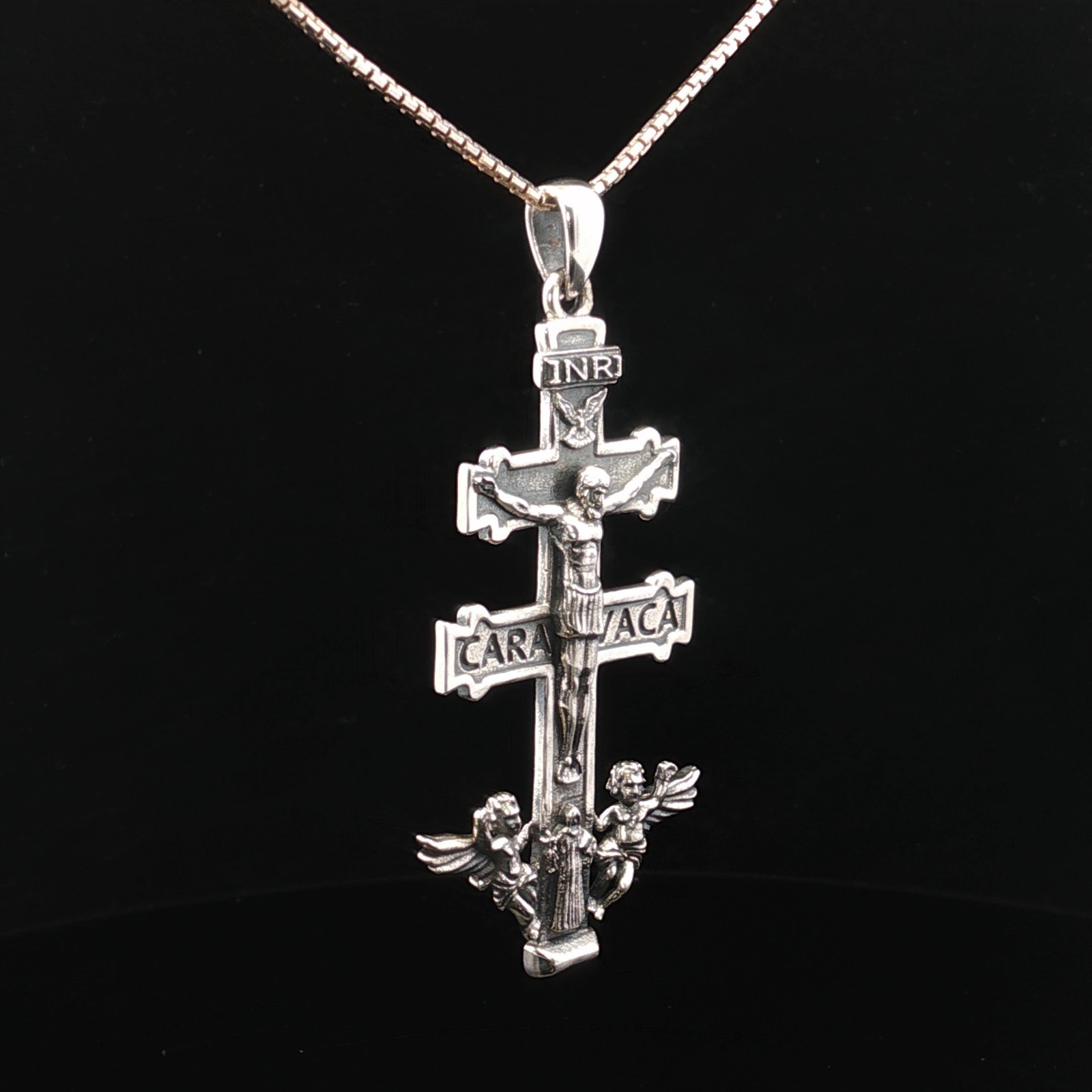 925 Sterling Silver Devotional Caravaca Crucifix Necklace