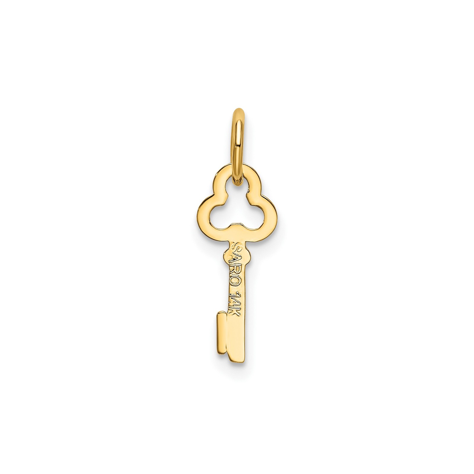 14k Yellow Gold Solid Skeleton Key Pendant Charm Letter I 15.53mm