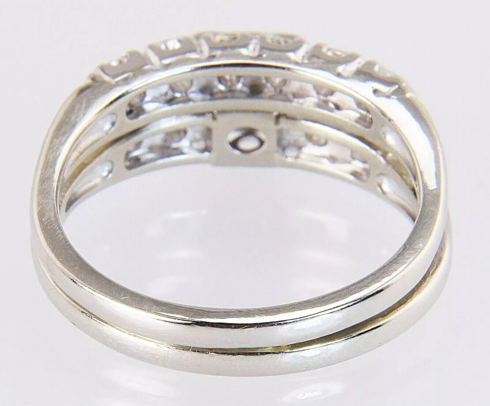 Wedding Bridal Ring Set Art Deco Round Lab Created Diamond 14K White Gold Filled