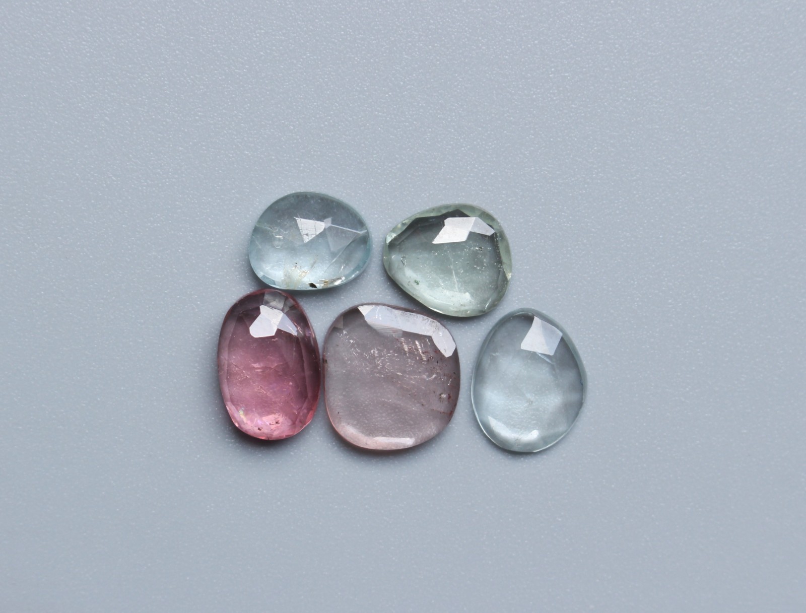 Aquamarine & Tourmaline Rose Cut Gemstone Natural Rose Cut Faceted Set 8To10MM