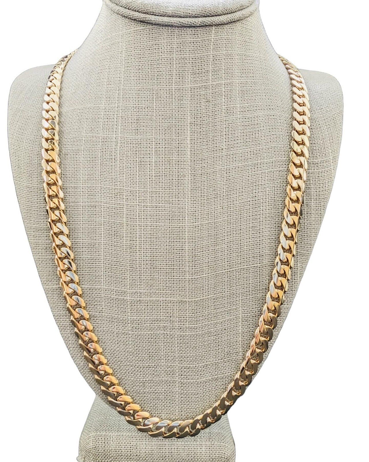 14k Solid Real Yellow Gold Miami Cuban Curb Link Chain 7mm 24″ Necklace Box Lock