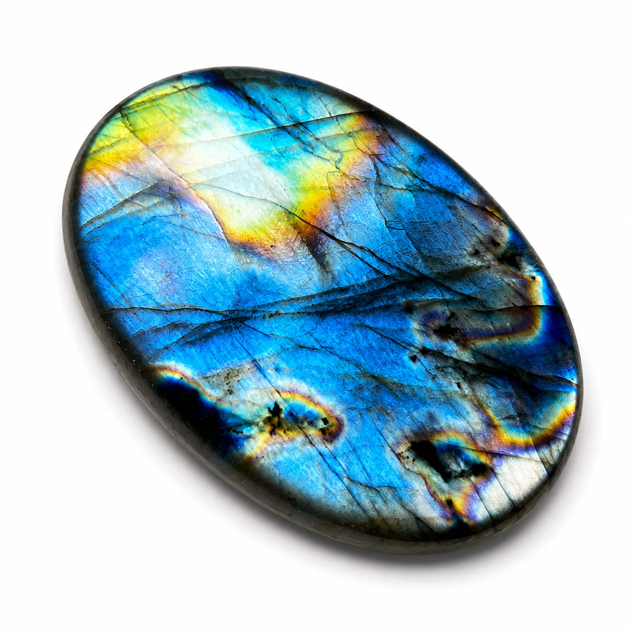 Blue Flash Labradorite Oval Cabochon Gemstone 49x33x6mm 86Ct Polished stone