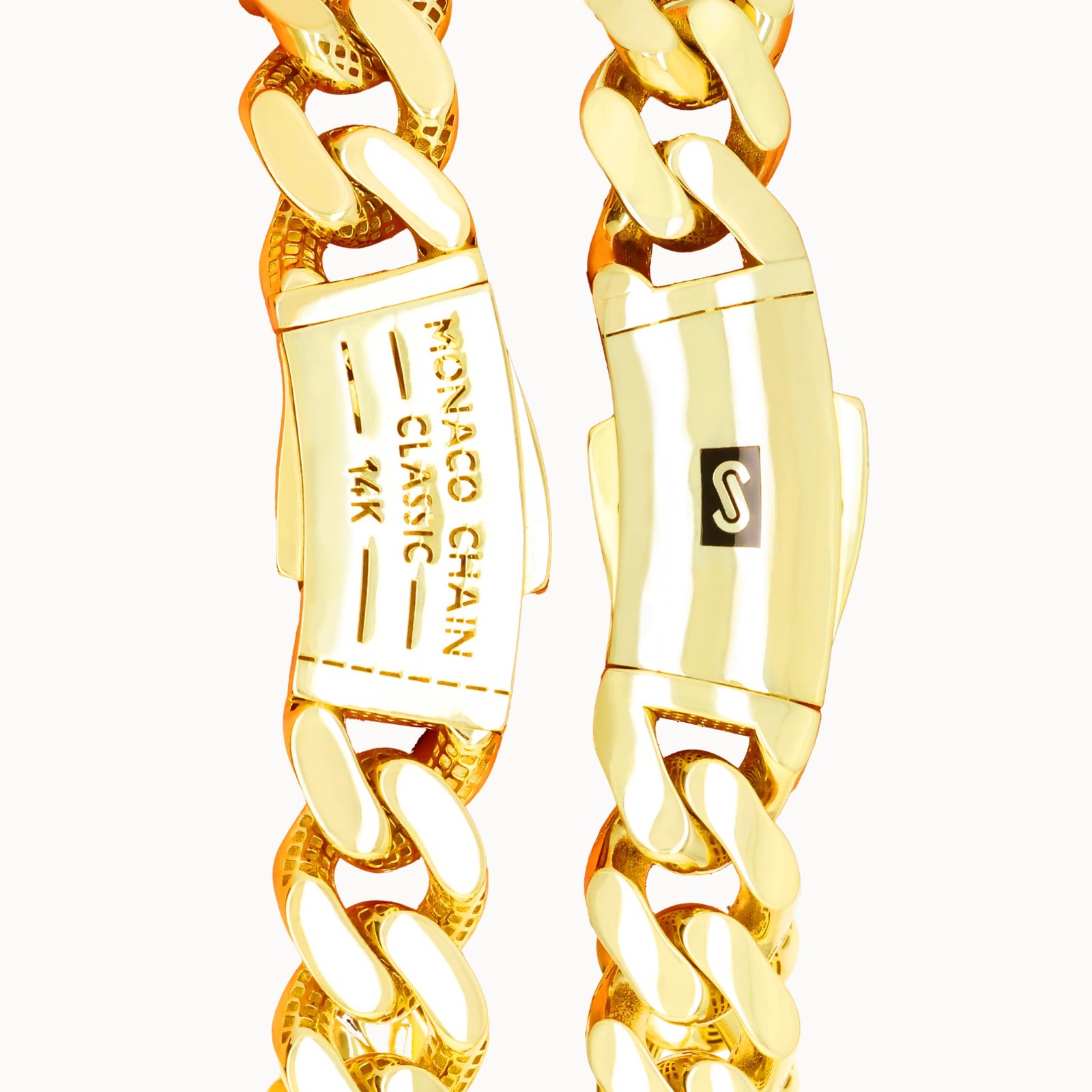14k Yellow Gold Miami Cuban 9mm Monaco Chain Bracelet Mens Womens 7″ 7.5″ 8″ 9″