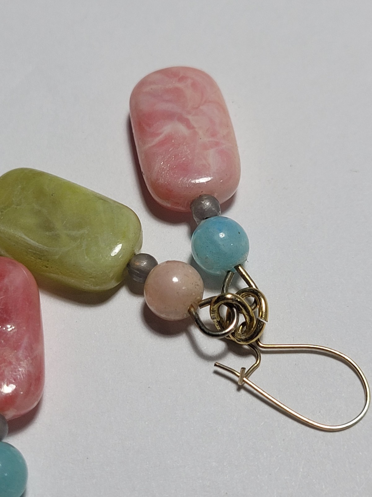 Natural Quartz Earrings Multicolored Beaded Goldtone Wire Hook Fashion Jewelry