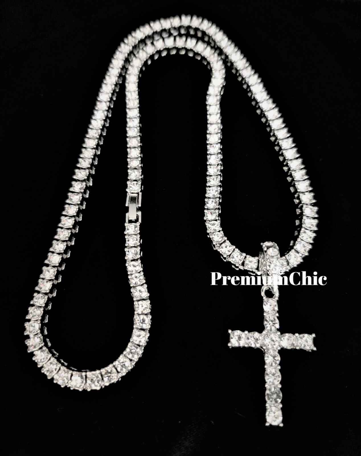 Jesus Cross ANKH Last Supper Pendant Tennis Chain Necklace Men Plated CZ Jewelry