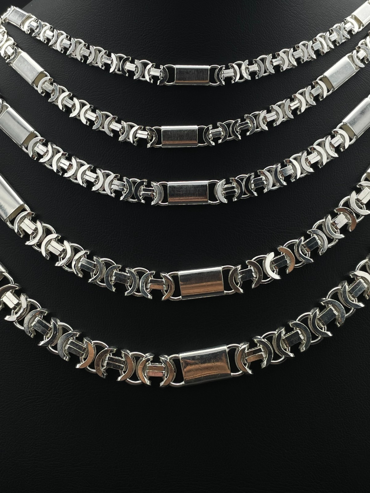 925 Sterling Silver Flat Euro Byzantine Chain Necklace&Bracelet Solid Bali King