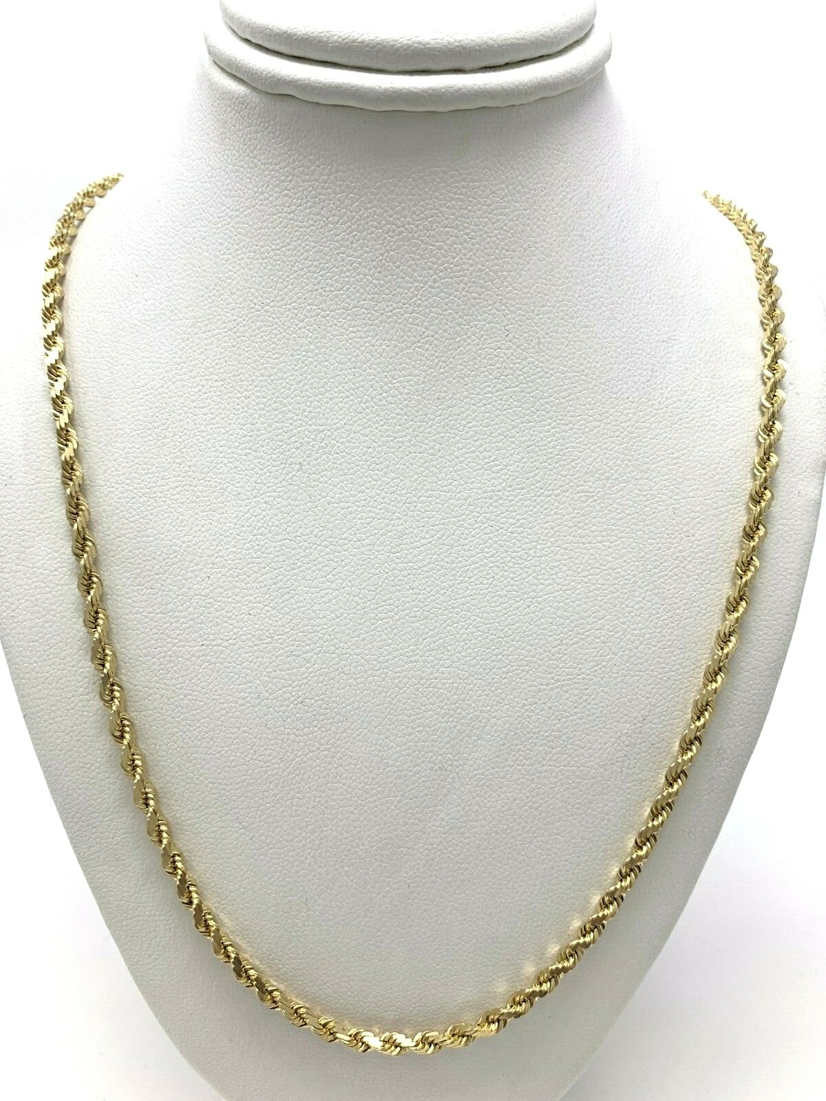 14k Yellow Gold Solid Diamond Cut Rope Chain Necklace 20″ 3mm 16.3 grams