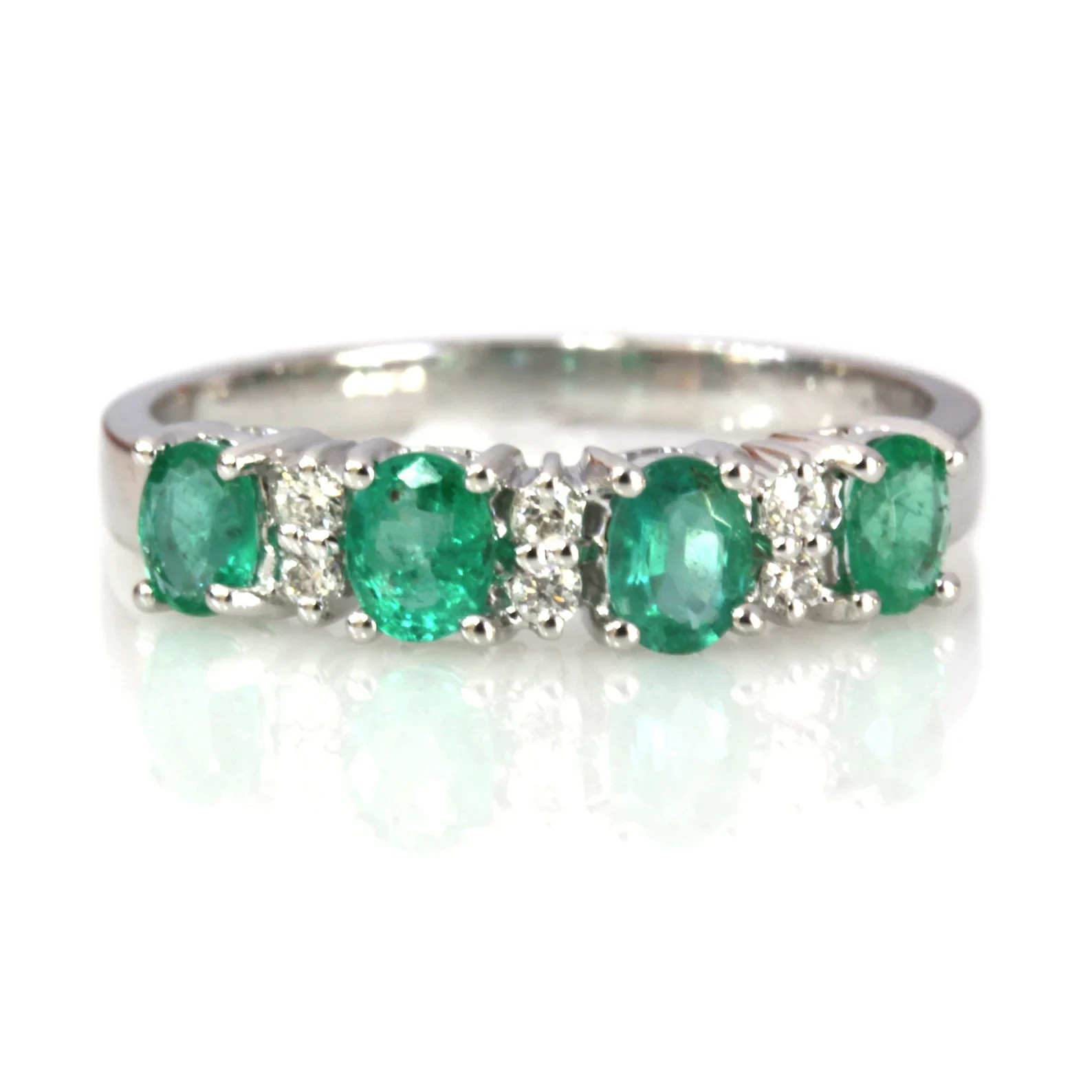 2.50 Ct Oval Cut Natural Emerald Diamond Wedding Ring 14K Solid White Gold 6