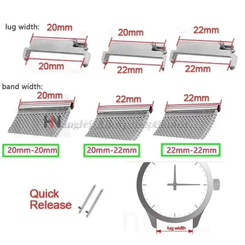 1 Pair Watch Strap Adapter 18mm To 20mm 22mm,20mm To 18/20/22mm,22mm To 22mm