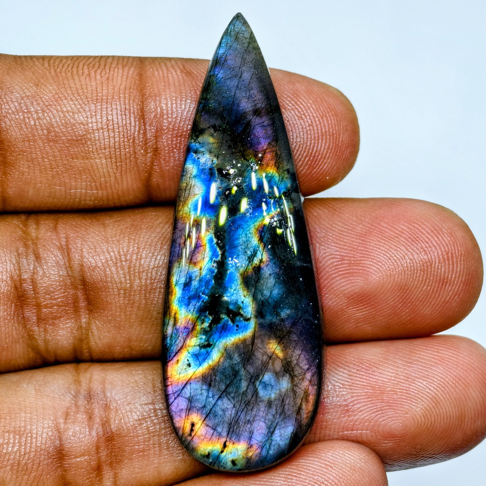 46 Cts Natural Labradorite Cabochon Gemstone For Jewelry 51.7×18.7×5.6 MM