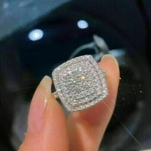 2.00CT Round Cut Lab Created Diamond Cluster Women’s Ring 925 Sterling Silver