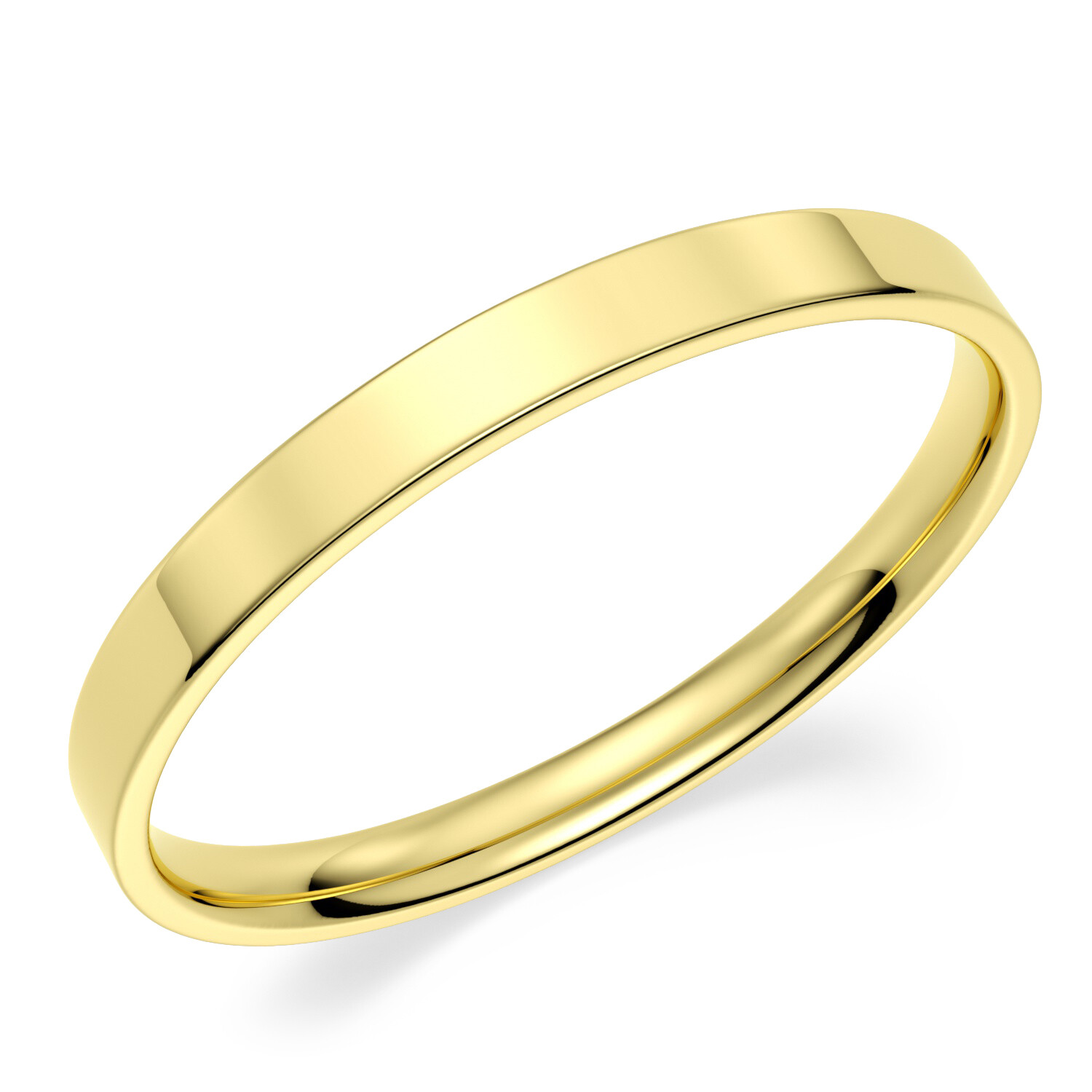 Solid 10K Yellow Gold 2mm Comfort Fit Men Women Flat Wedding Band Ring