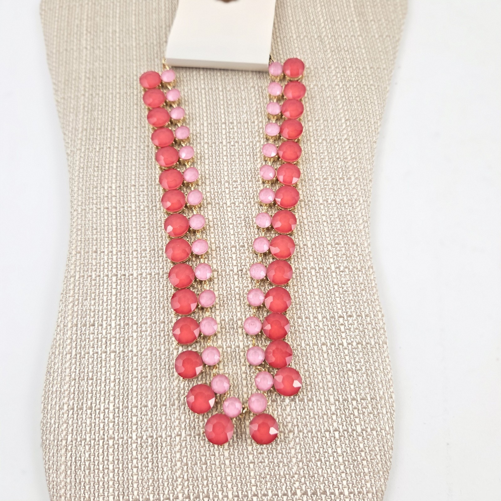 Gold Tone Pinks Rhinestone All Around Necklace 16″ + 2″ Extender On 34th