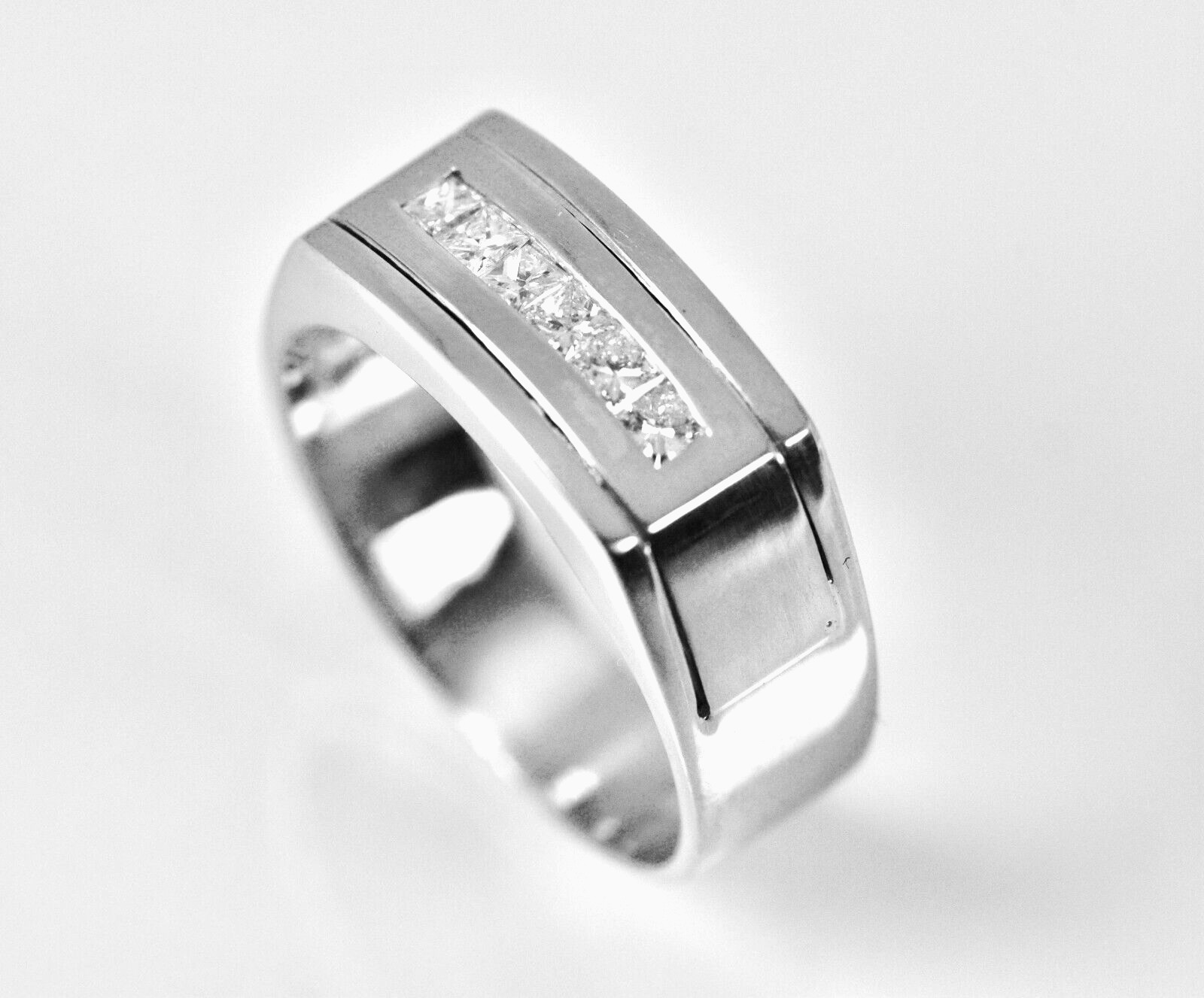 .50ctw Princess Cut Diamond Cluster Set Men’s Band Ring 14K White Gold Lot 4