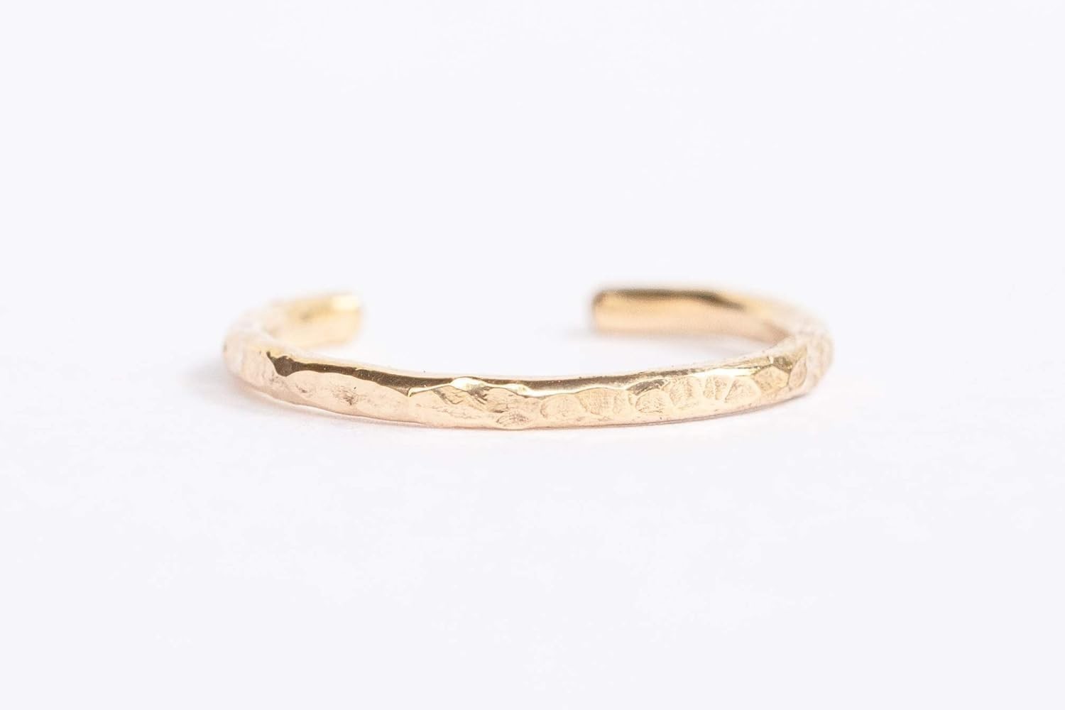 Adjustable 14k Toe Ring for Women – Simple Hammered Band in Silver, Gold, Rose G