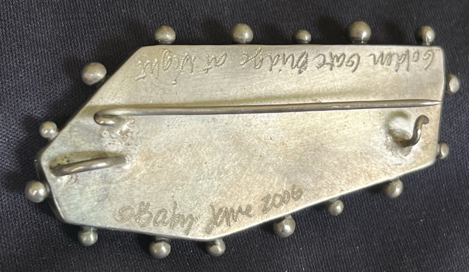 “Baby Jane” Signed Golden Gate Bridge at Night Sterling Silver Pendant, Pin