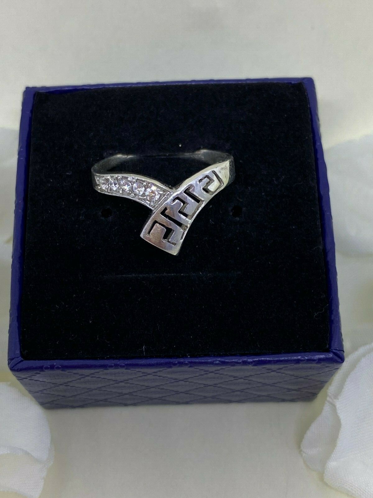 Silver 925 Ring UK Handmade With White Gemstones CZ All size available +Gift Box