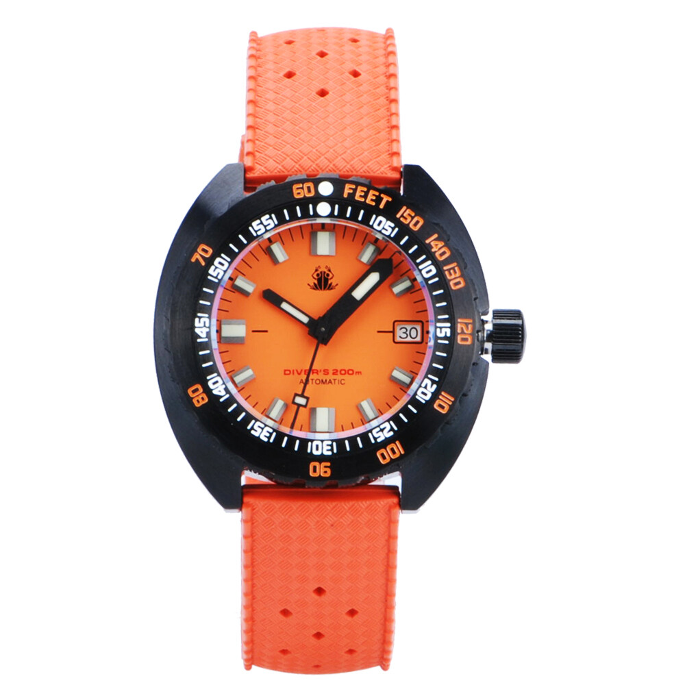 TACTICAL FROG Sub 300T Black PVD NH35A 200M Diver Automatic Watch C3 43mm 316L