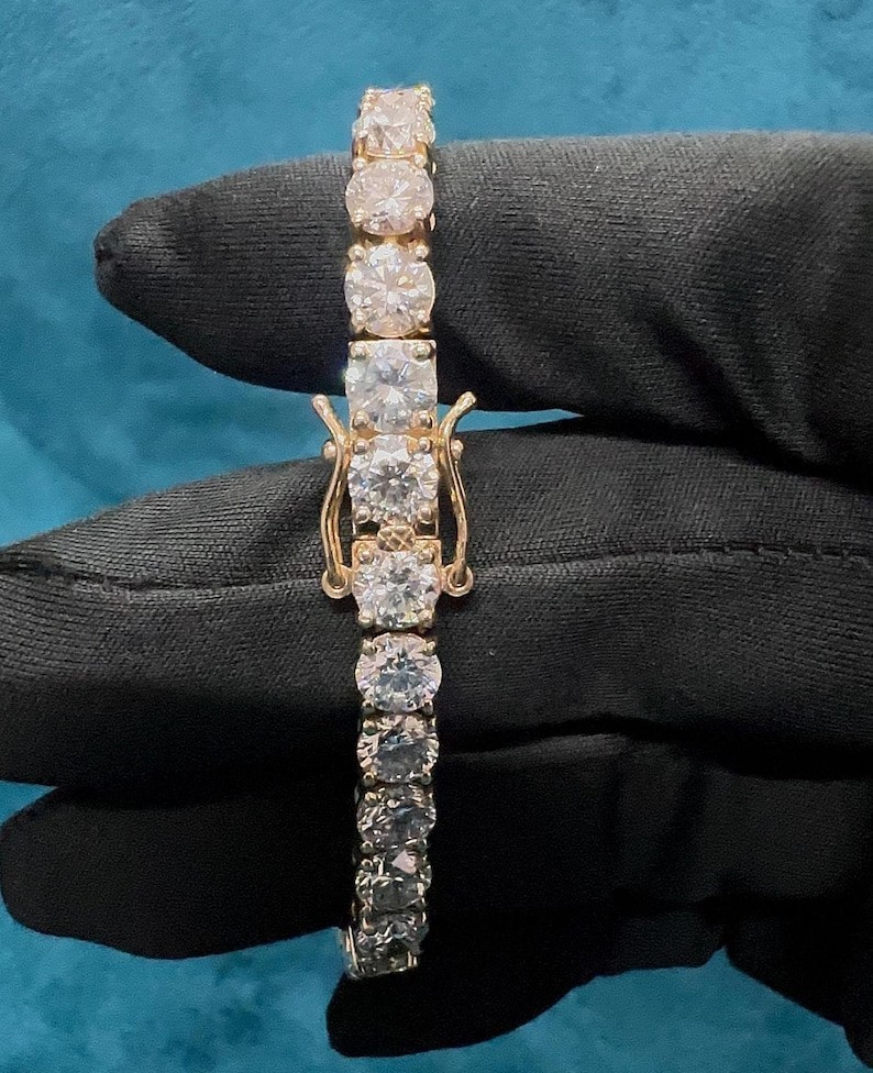 7′ Inch Long Tennis Wedding Bracelet Solid 14K Yellow Gold 7 CT Round Cut VVS1