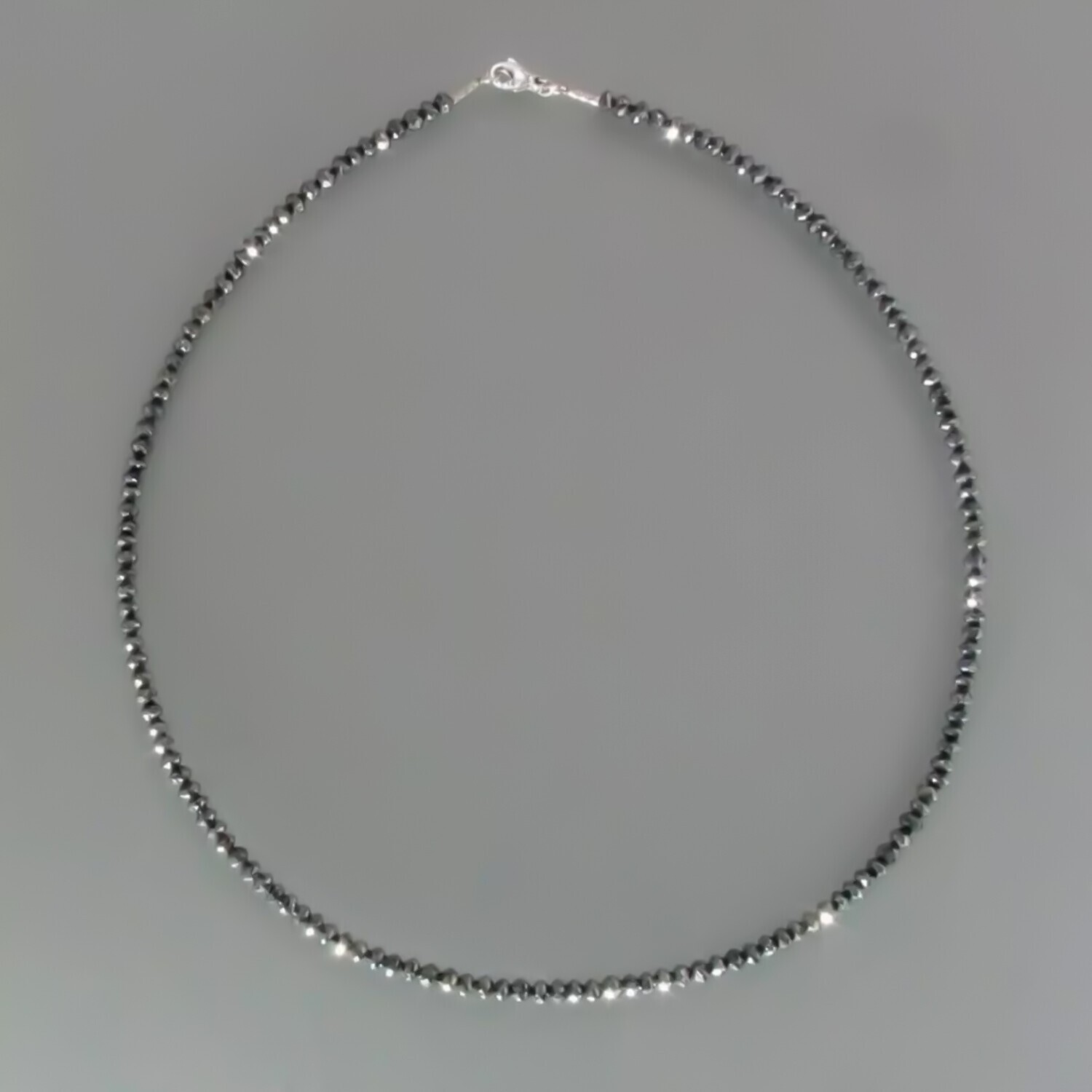 4mm Natural Black Diamond Bead Necklace 20 Inch Certified Wedding Gift Idea