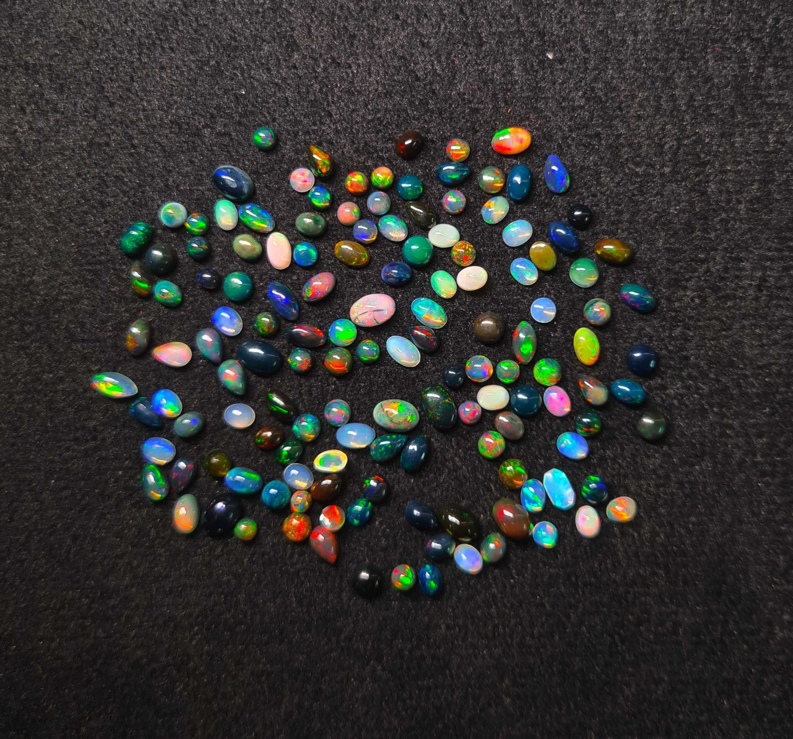 Ethiopian White, Black Opal Mix Shape Cabochon Gemstone 70-80 Pcs 3-4*6 MM 10 CT